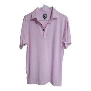 FootJoy Mens Lisle End on End w/ Solid Trim Golf Polo Medium Pink 26438